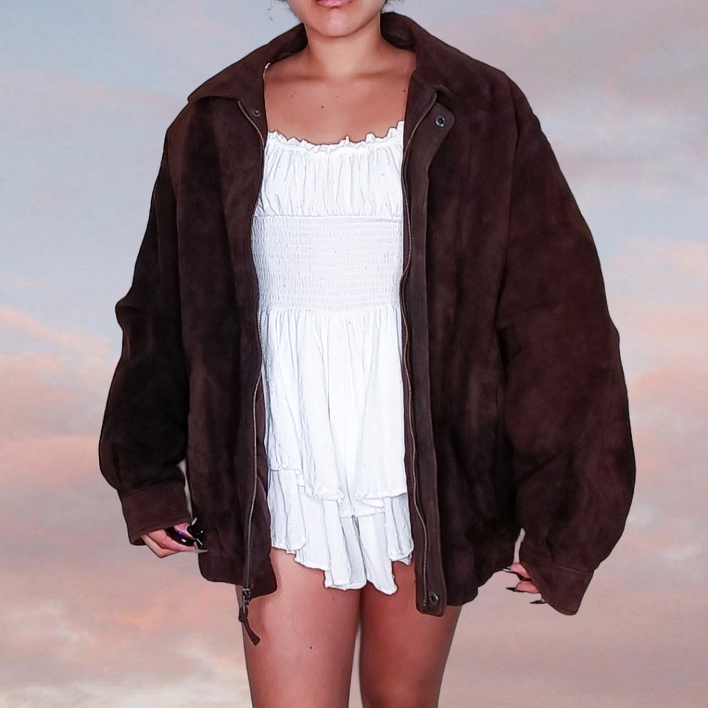 Brown 100% genuine leather jacket